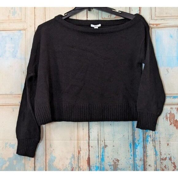 Bar III 100126012PT Womens Size PL Deep Black Long Sleeve Cropped Table Sweater - Picture 2 of 8